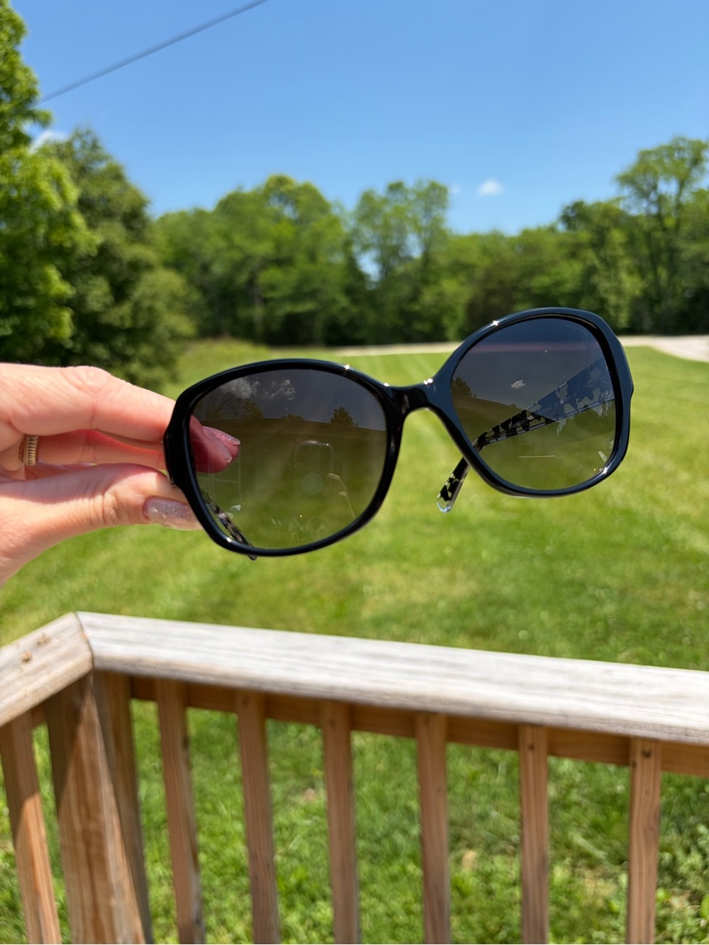 COACH OVERSIZED DESIGNER BLACK CRYSTAL MOSAIC SUNGLASSES 58-18-135 W/case - Picture 9 of 16